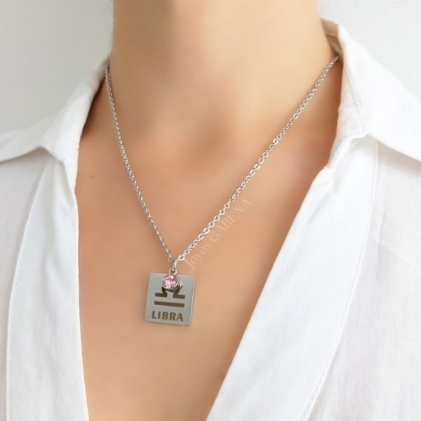 Collar Signos Zodiaco Cristal Acero Quirúrgico - libra 2