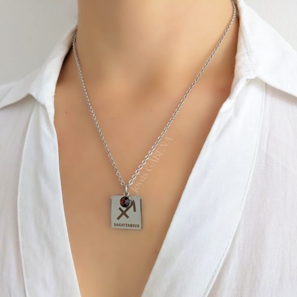 Collar Signos Zodiaco Cristal Acero Quirúrgico - sagitario 2
