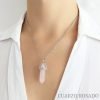 Collar piedra natural hexagonal cuarzo rosa
