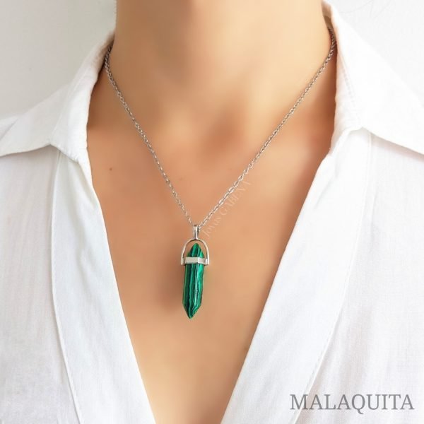 Collar piedra natural hexagonal malaquita