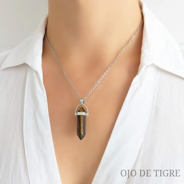 Collar piedra natural hexagonal ojo de tigre