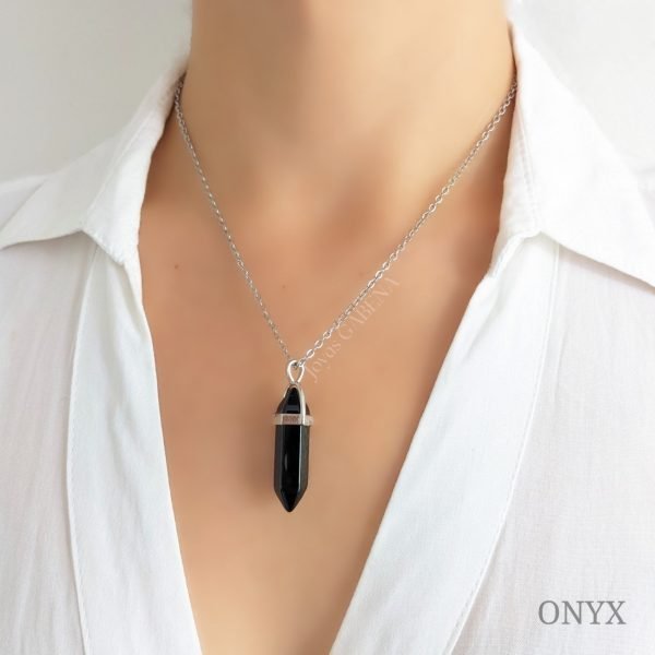 Collar piedra natural hexagonal onyx