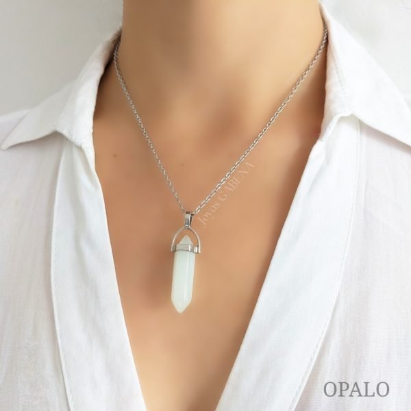 Collar piedra natural hexagonal opalo