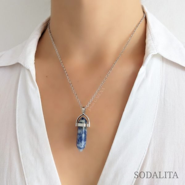 Collar piedra natural hexagonal sodalita