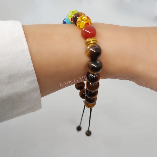 Pulsera Piedras Naturales 7 Chakras Ajustable - Ojo de Tigre