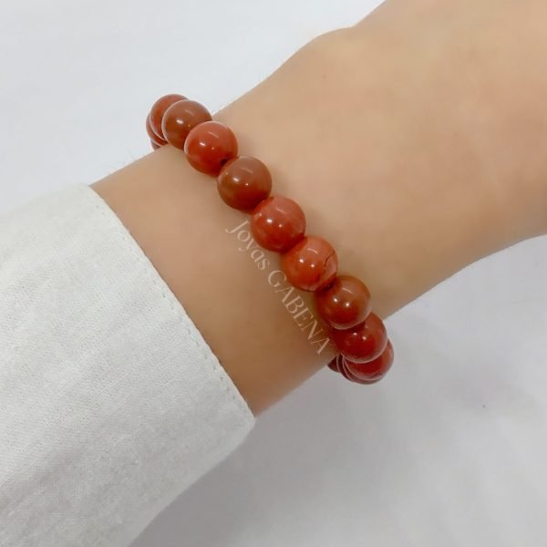 Pulsera Piedras Naturales 8mm Elastizada - Agata Rojo 3