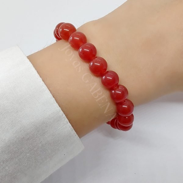 Pulsera Piedras Naturales 8mm Elastizada - Agata Rojo 3 real