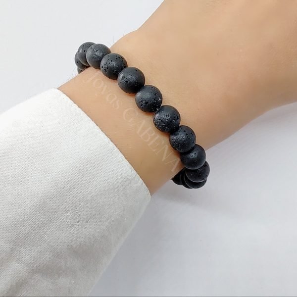 Pulsera Piedras Naturales 8mm Elastizada - lava 3