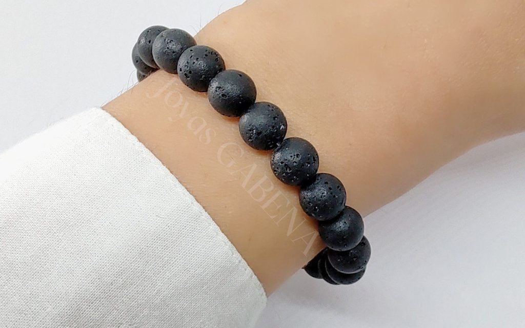 Pulsera Piedras Naturales 8mm Elastizada - lava 3
