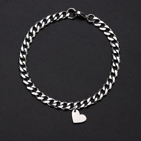 Pulseras Parejas Dije Corazón Barra Acero Quirúrgico 5