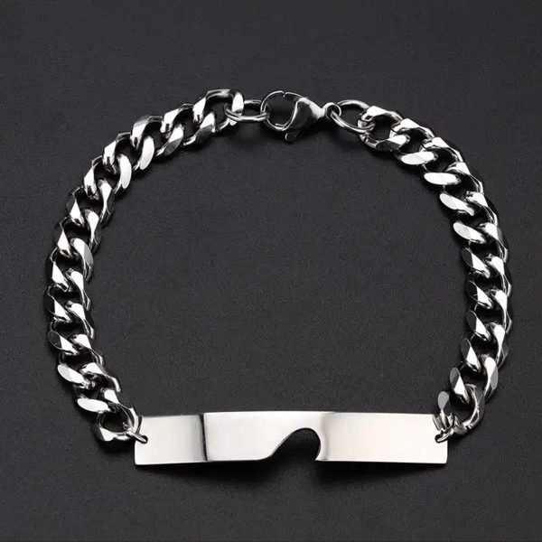 Pulseras Parejas Dije Corazón Barra Acero Quirúrgico 5