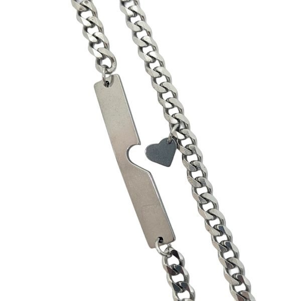 Pulseras Parejas Dije Corazón Barra Acero Quirúrgico 5