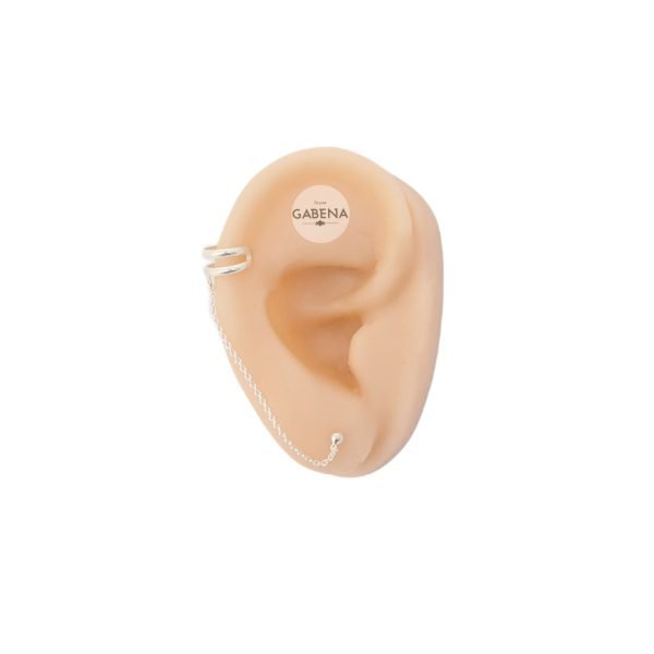 aro cuff bolita cadena plata oreja
