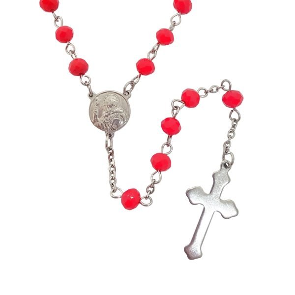rosario cuentas cristal acero quirurgico rojo 2