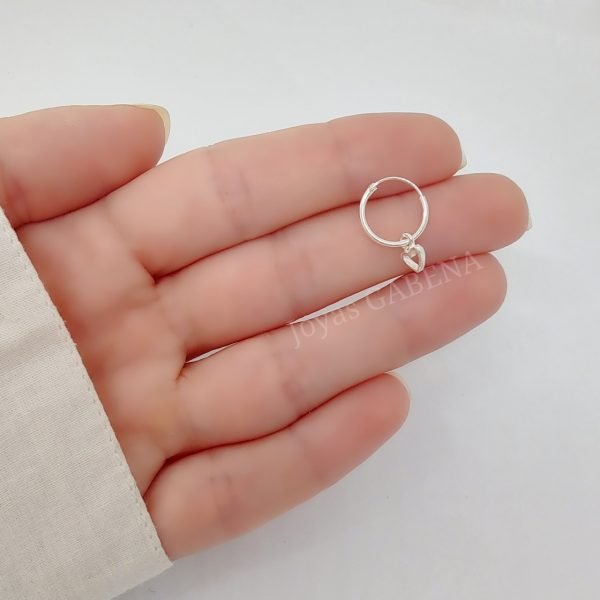 Aro Argolla Corazón Calado Plata 925 Solitario