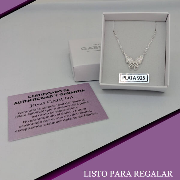 Collar Mariposa Cristales Plata 925 pack