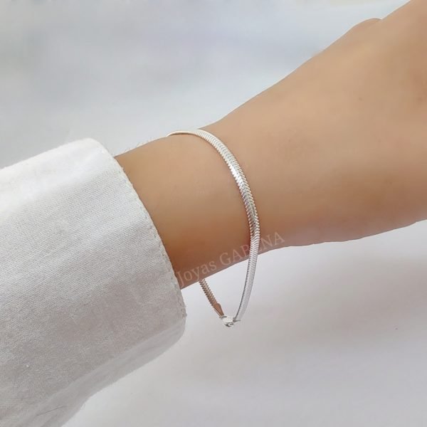 Pulsera Clapton Aplanada Plata 925