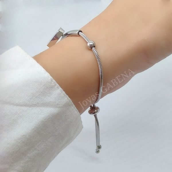 Pulsera Semi Rigida Corazón Regulable Acero Quirúrgico