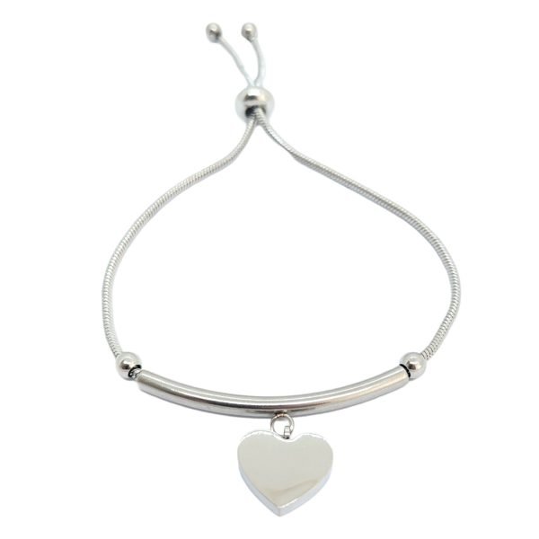 Pulsera Semi Rigida Corazón Regulable Acero Quirúrgico