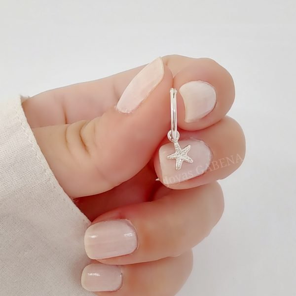 aro argolla estrella de mar plata 925 solitario