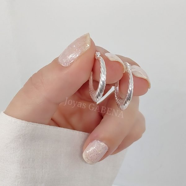 aros argolla inflada cierre italiano plata