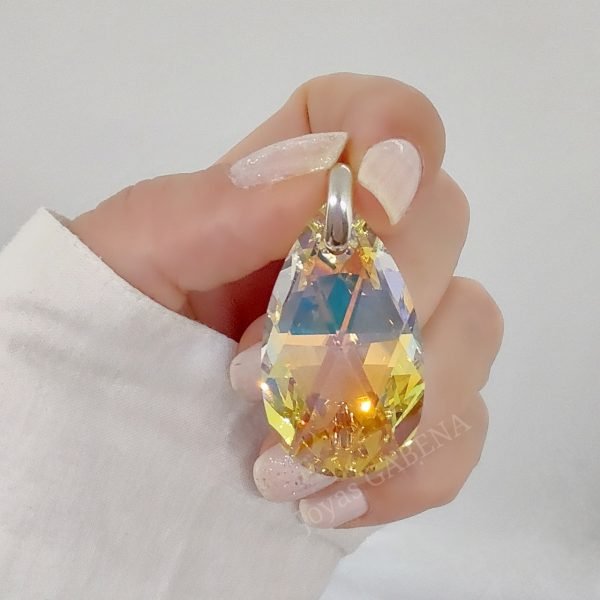 dije cristal swarovski gota 38mm plata 925 1