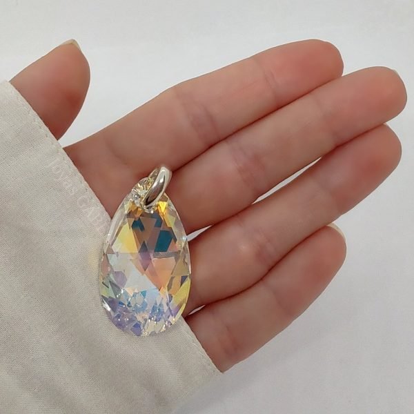 dije cristal swarovski gota 38mm plata 925 3
