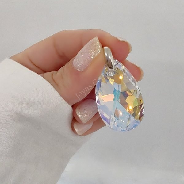 dije cristal swarovski gota 38mm plata 925 4