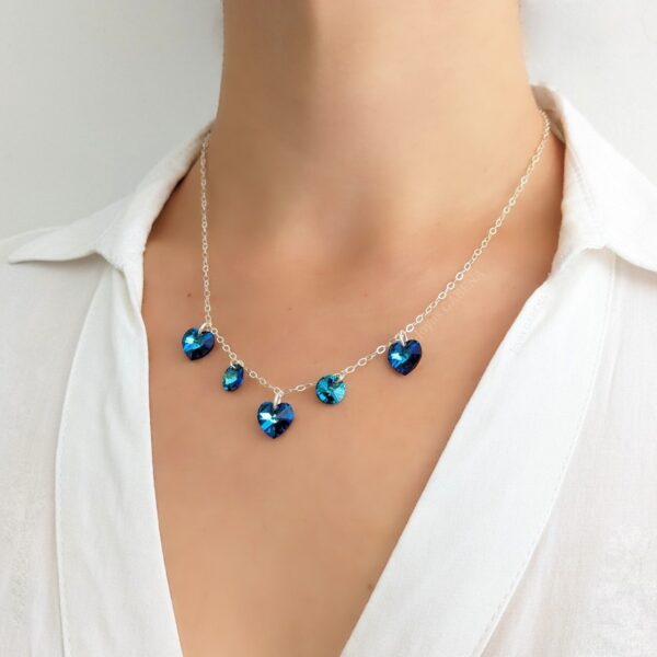 collas cristal corazon y rivoli plata 925