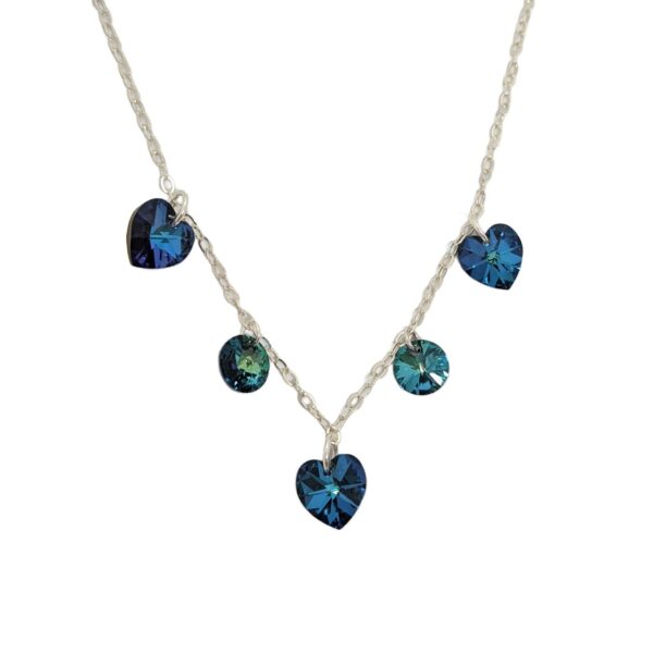 collar cristal corazon y rivoli plata