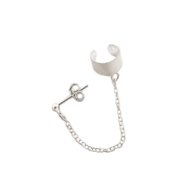 aro bolita cadena cuff plata 925