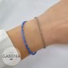 Pulsera Cristales Mostacilla Extensible Acero
