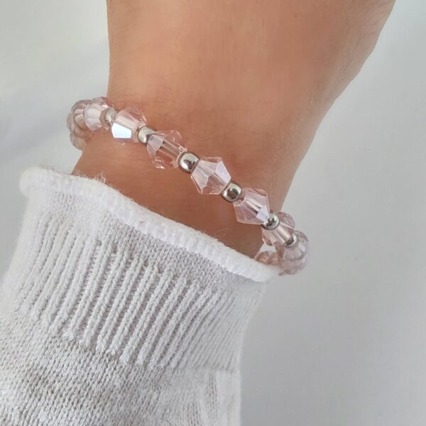 PAC-24 Pulsera Cristales Extensible Acero Quirúrgico Rosa 1