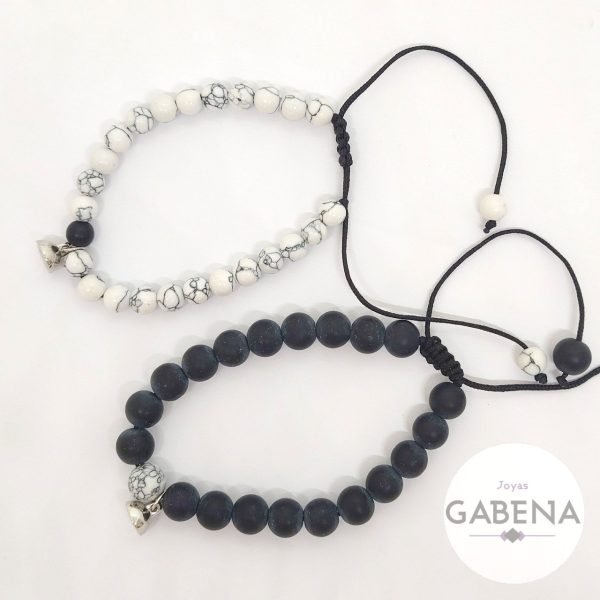 Pulseras Piedras Parejas Imán Bolita
