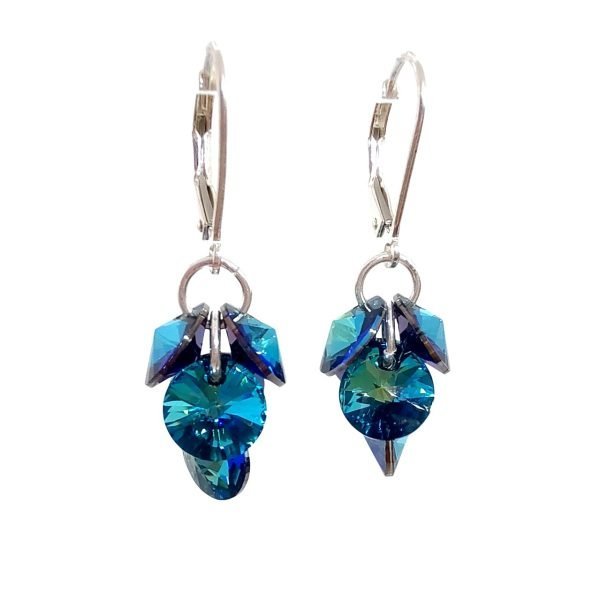 Aros Colgante Con Cristal Swarovski Rivoli Plata 925 - Bermuda Blue