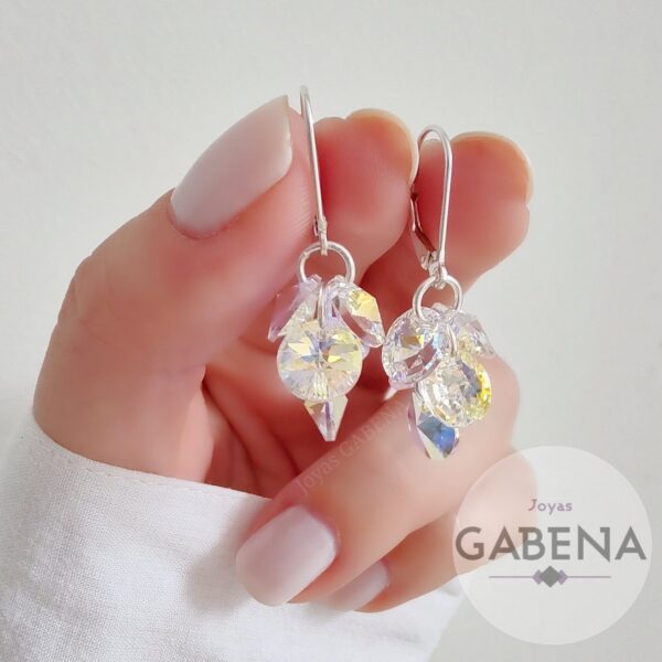 ASW-110 Aros Colgante Brisura Cristal Plata 925 aurora boreal