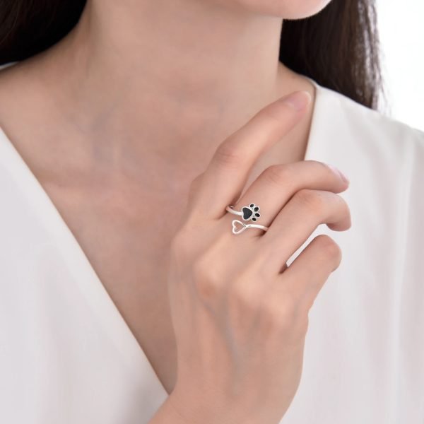 Anillo Huella y Corazón Regulable Plata 925