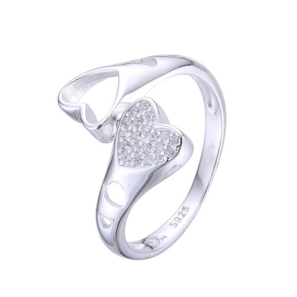 Anillo Corazón Regulable Cristales Plata 925