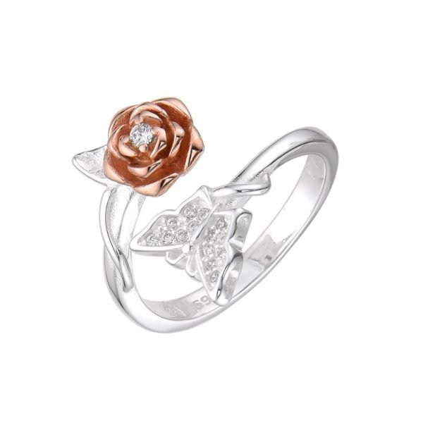 Anillo Flor y Mariposas Regulable