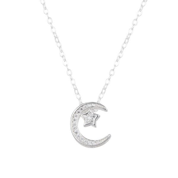 Collar Luna y Estrella Cristales Plata 925