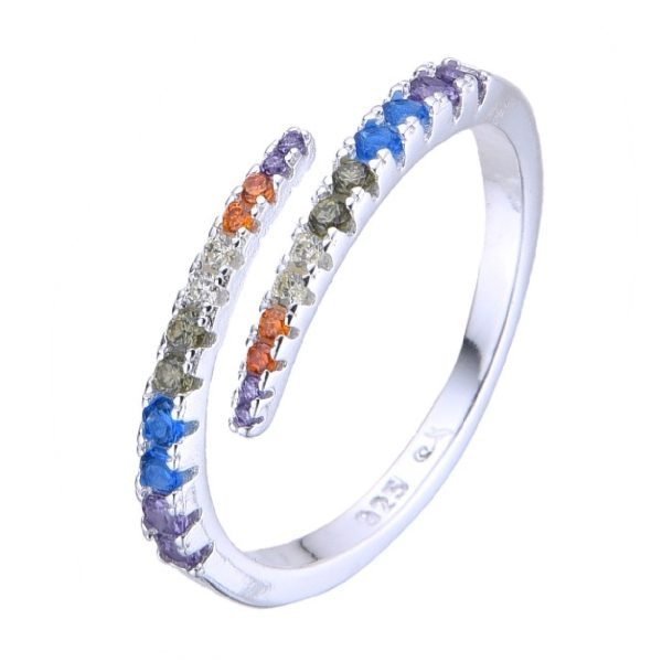 Anillo Cristales Enagarzados Regulable plata