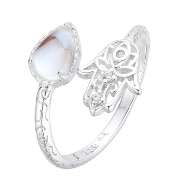 Anillo Hamsa Regulable Plata