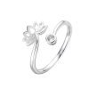 Anillo Flor De Loto Regulable Plata 925