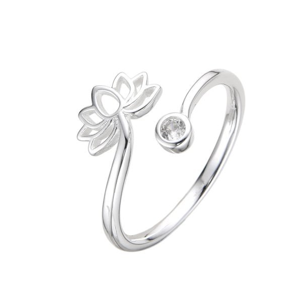Anillo Flor De Loto Regulable Plata 925