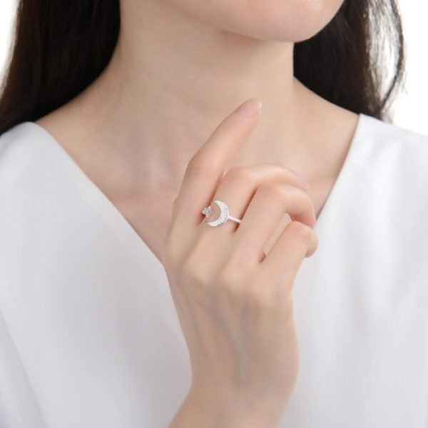 Anillo Luna y Estrella Regulable Plata 925