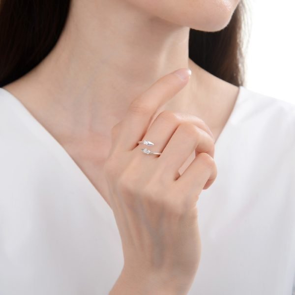 Anillo Puntas Cristal Regulable Plata 925