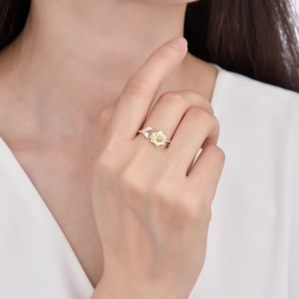 Anillo Girasol Regulable Plata 925