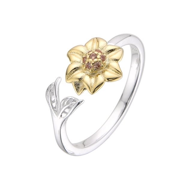Anillo Girasol Regulable Plata 925