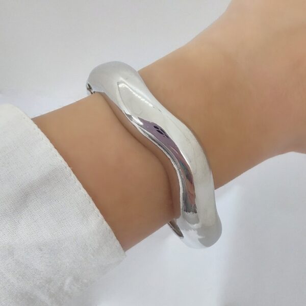 PAC-30 Pulsera Esclava Chunky Ondas Acero Quirúrgico