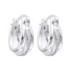 Aros Triple Argollas Cristales Plata 925